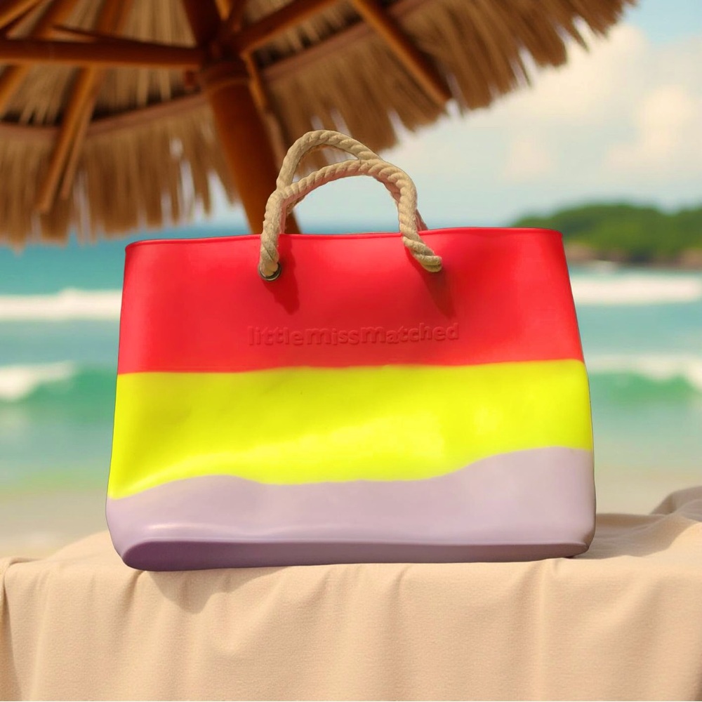 Little MissMatched Silicone Beach/Water Bag with Rope Handles 16” x 11”